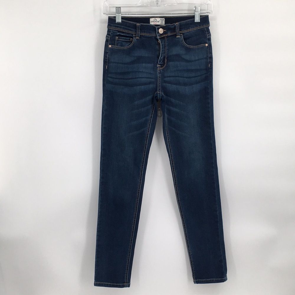 Jordache Blue Dark Wash Skinny Jeans Whiskering 16 Sl